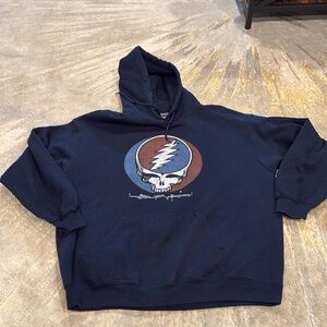 Grateful Dead Hoodie Distress Your Face Navy Hoody size L GUC on Gildan tag